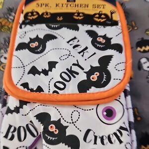Halloween Bat Print Kitchen Linen Set